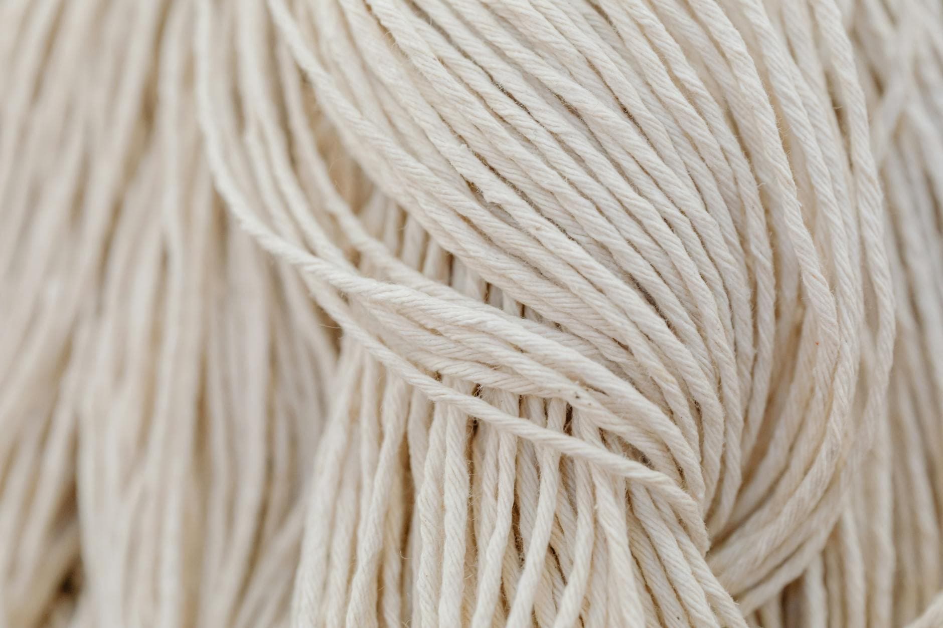 Close-up detail of white cotton string - the natural fibre texture of cotton thread used in tea bags