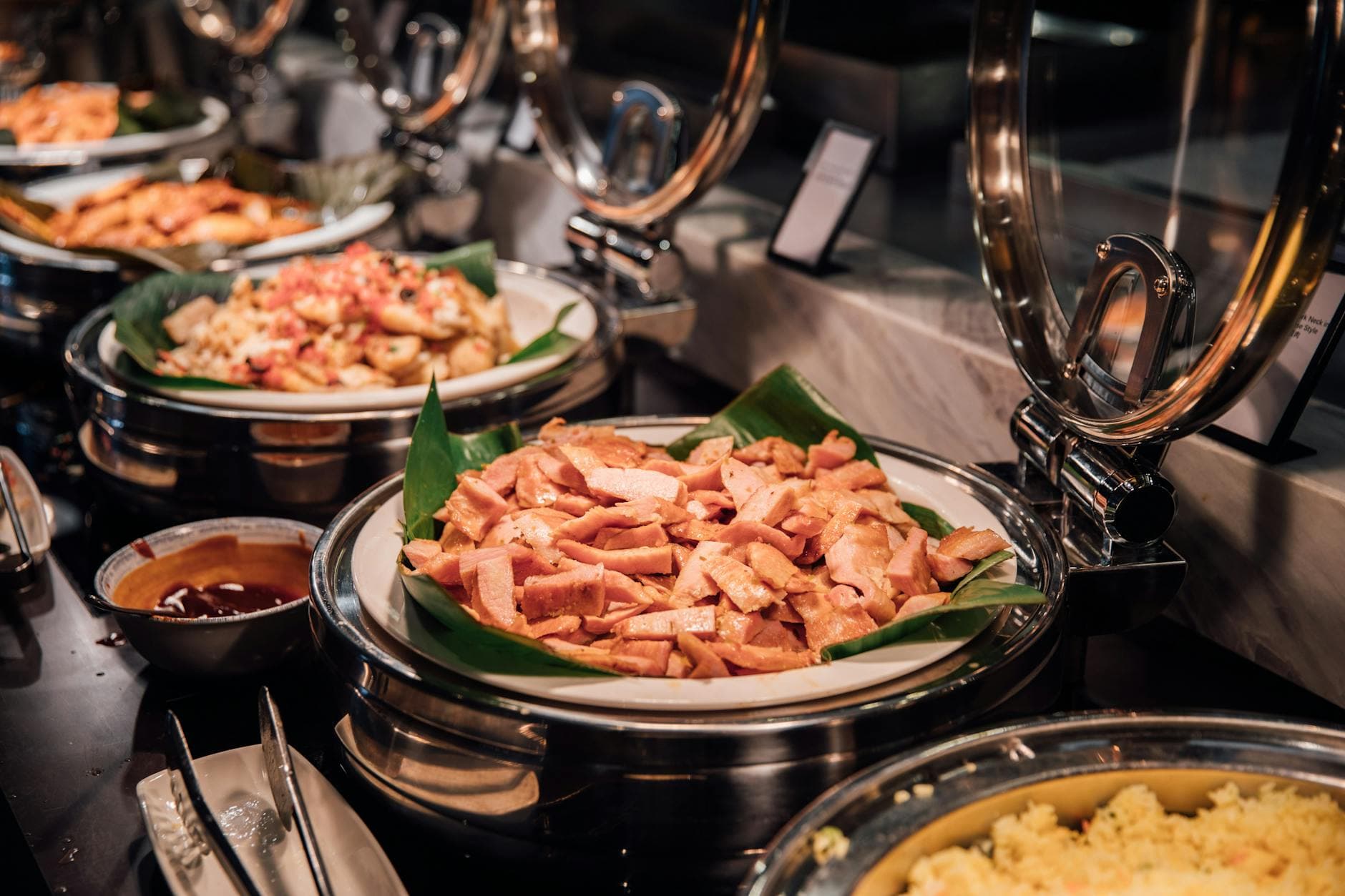 Luxurious buffet with assorted dishes served in an elegant setting
