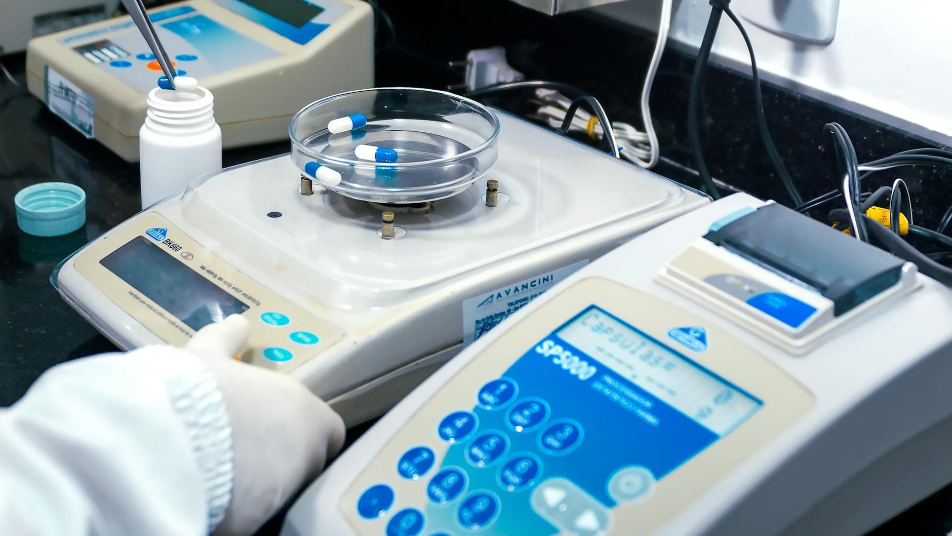 Close-up of laboratory equipment capturing pharmaceutical analysis